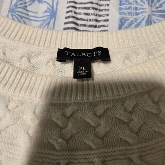 Talbots Cashmere blend Cream Scoop Neck Sweater Size XL casual - Picture 4 of 9
